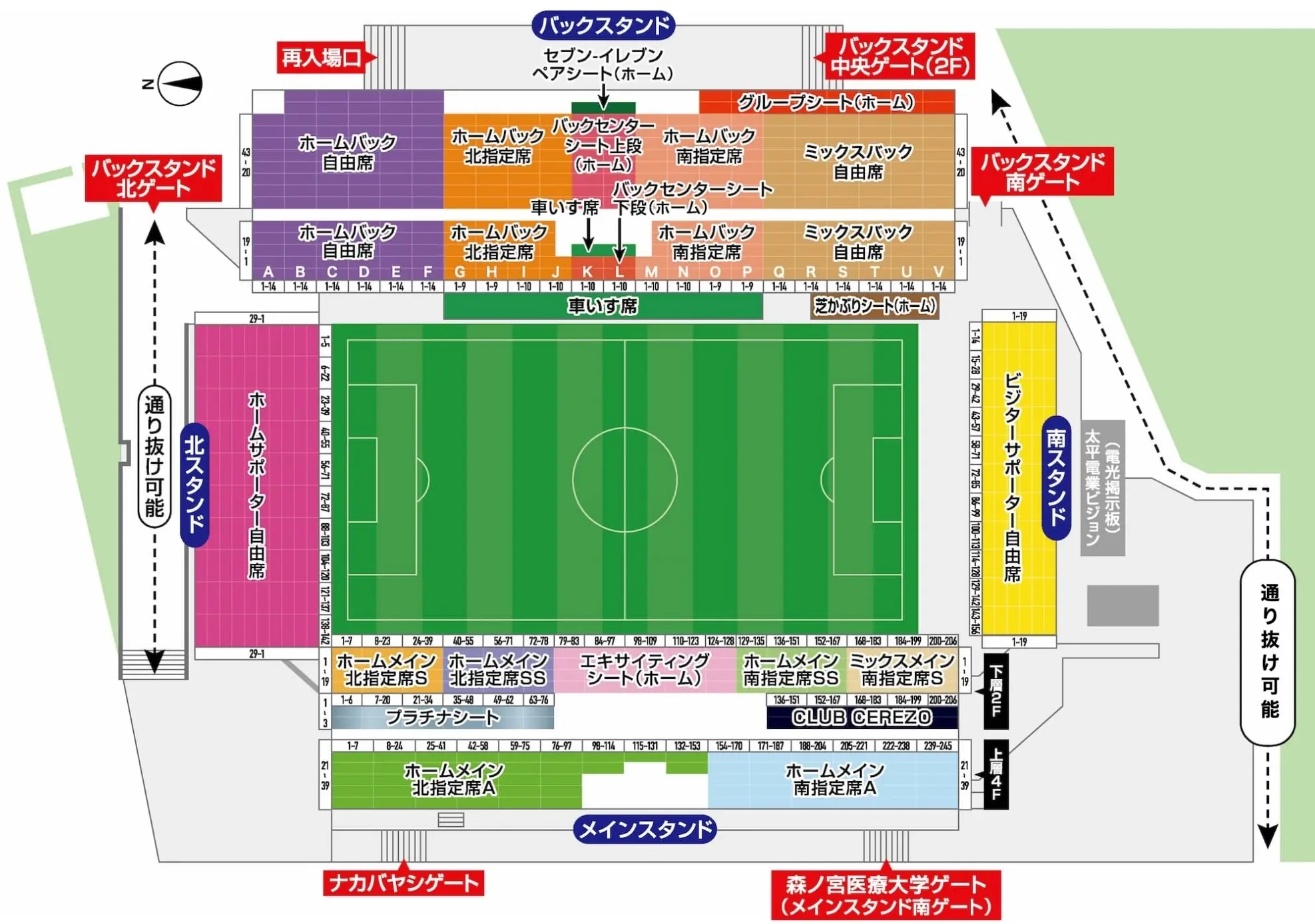 スタジアムの地図