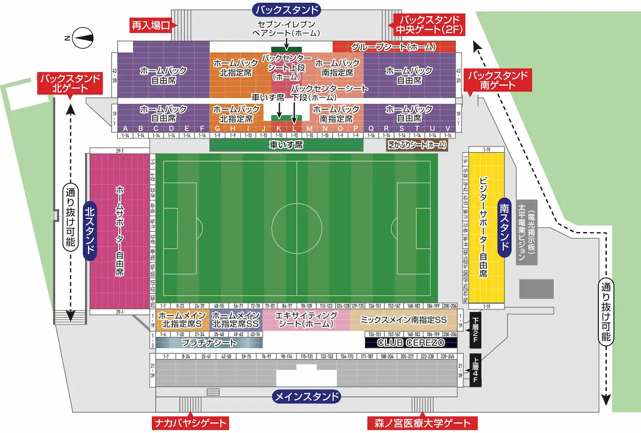 スタジアムの地図